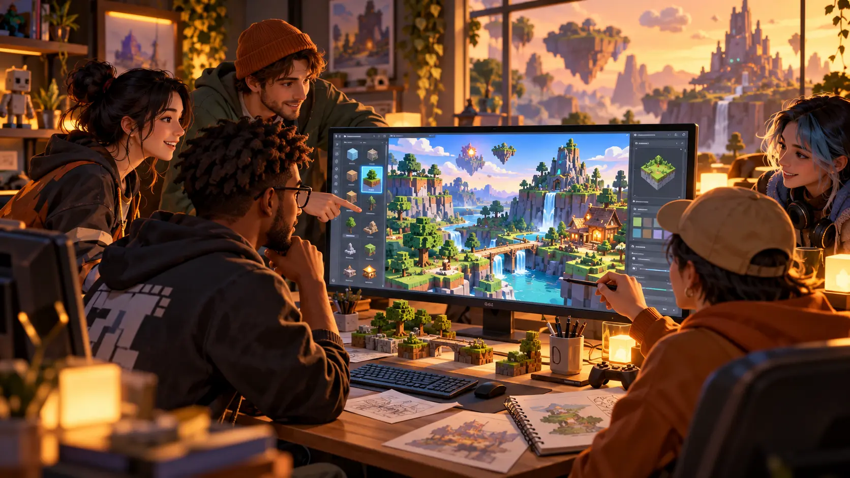 Original concept illustration for Roblox Build: a new starting point for AI-assisted creators