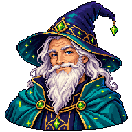 Halliday, a friendly pixel-art wizard
