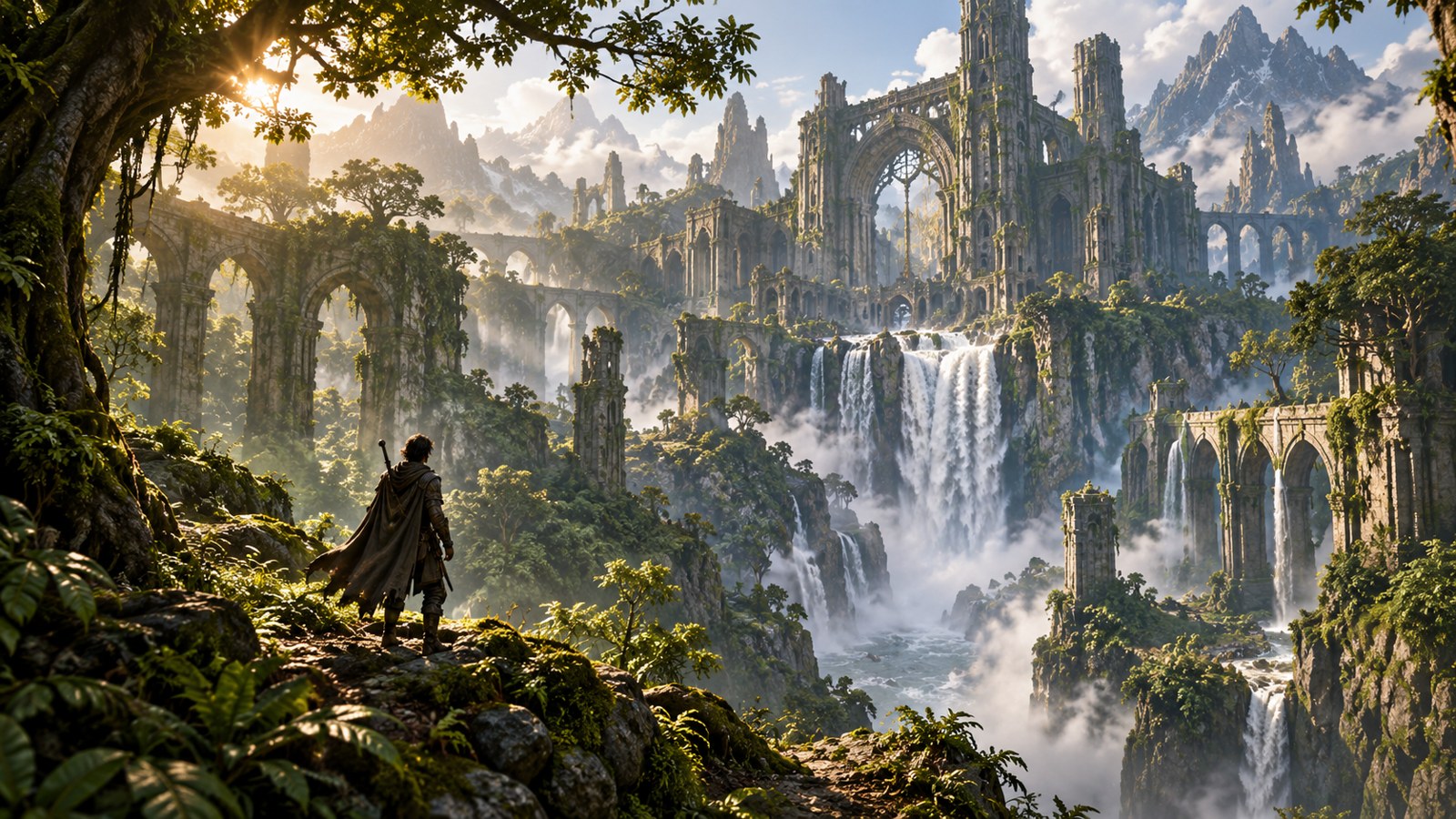 Oasis concept art of a lush fantasy landscape